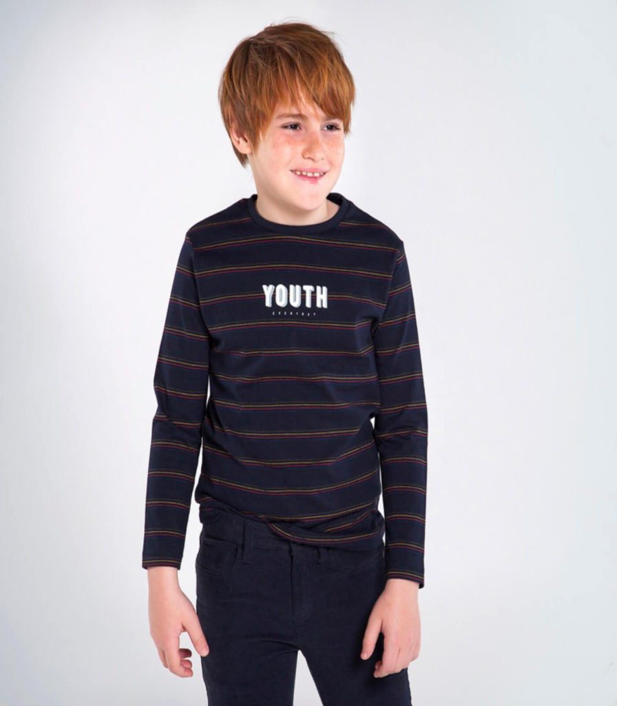 Playera ML Rayas Marino/Nata F.7050 MAYORAL
