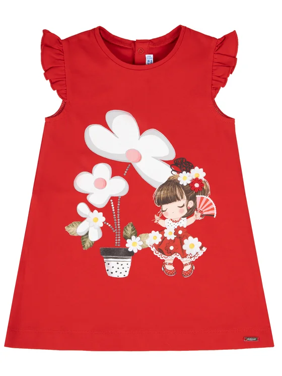 Vestido con Flores Rojo F.1932 MAYORAL
