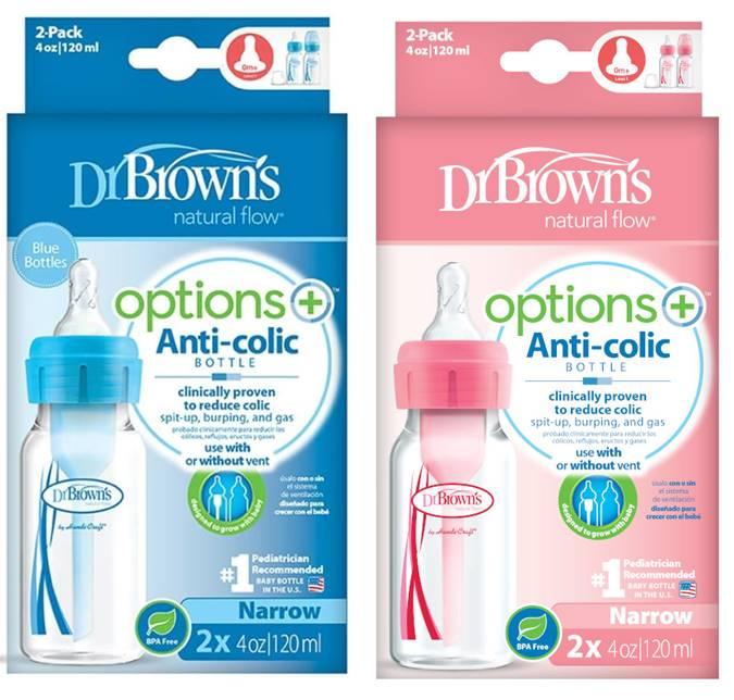Biberon estandar 4 oz. Options+ Rosa/Azul 2pzs F.SB42305/SB42405