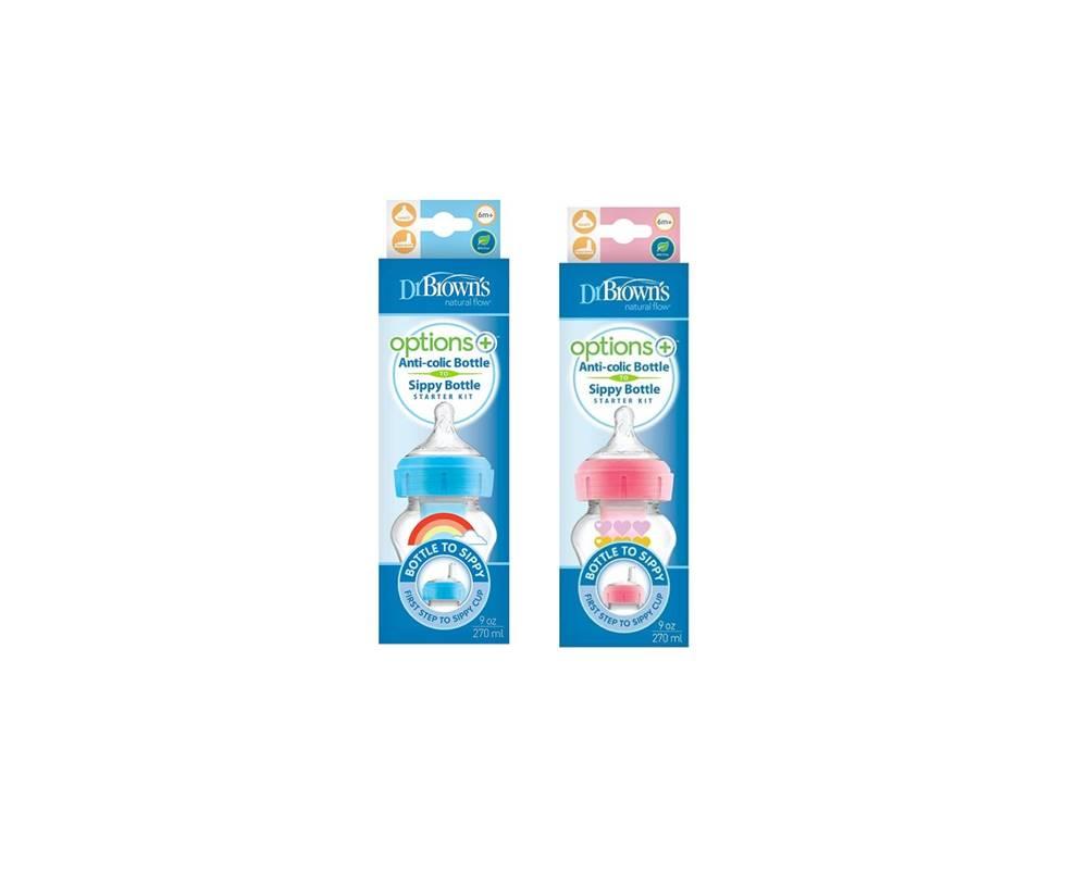 Biberon transicion cuello ancho 9 oz. Options+ Rosa/Azul F. WB91604/WB91605